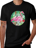 Tropical Flamingo T-Shirt - Black Cotton Tee product image 1