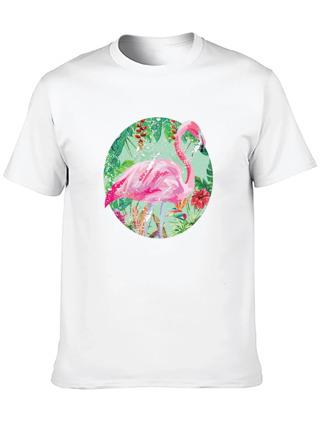 Tropical Flamingo T-Shirt - Black Cotton Tee product image 9