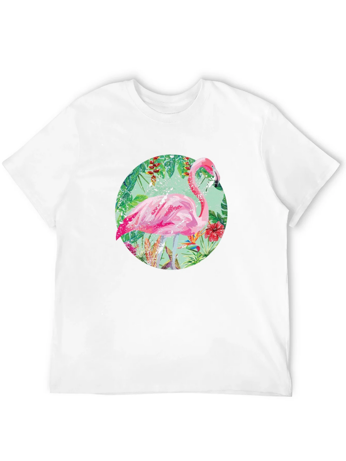 Tropical Flamingo T-Shirt - Black Cotton Tee product image 11