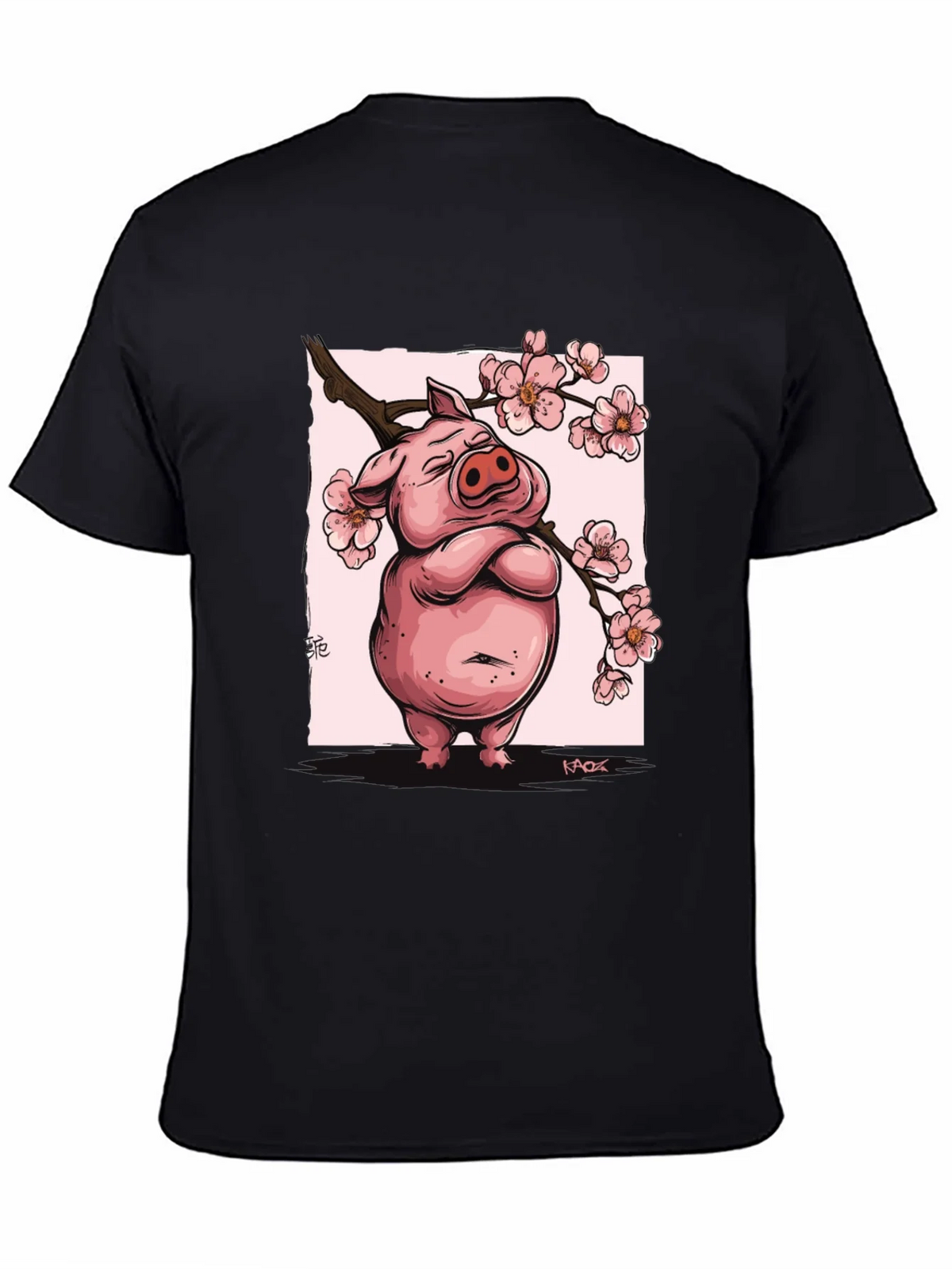 Zen Pig Blossom T-Shirt - Black product image 4