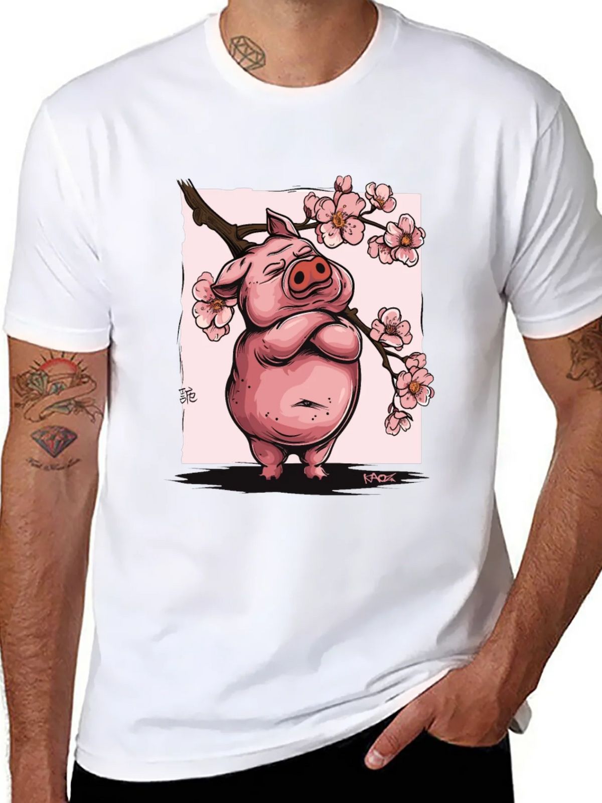 Zen Pig Blossom T-Shirt - Black product image 7