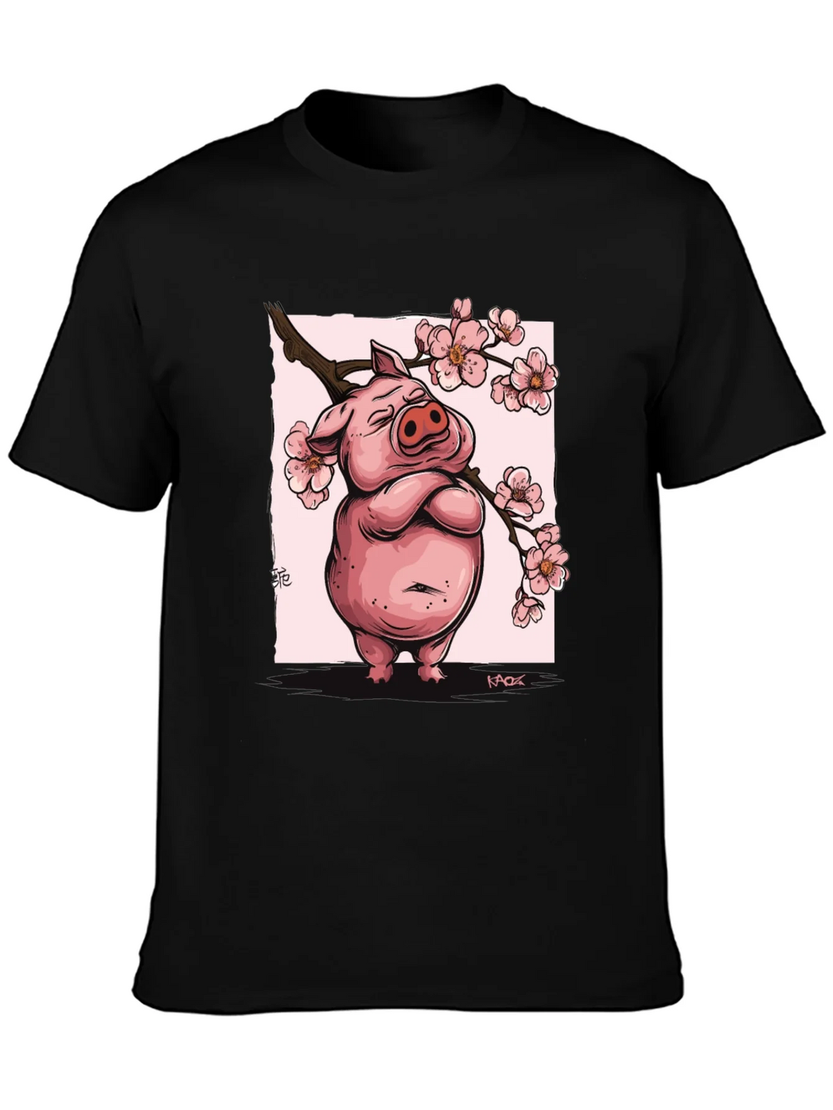 Zen Pig Blossom T-Shirt - Black product image 3
