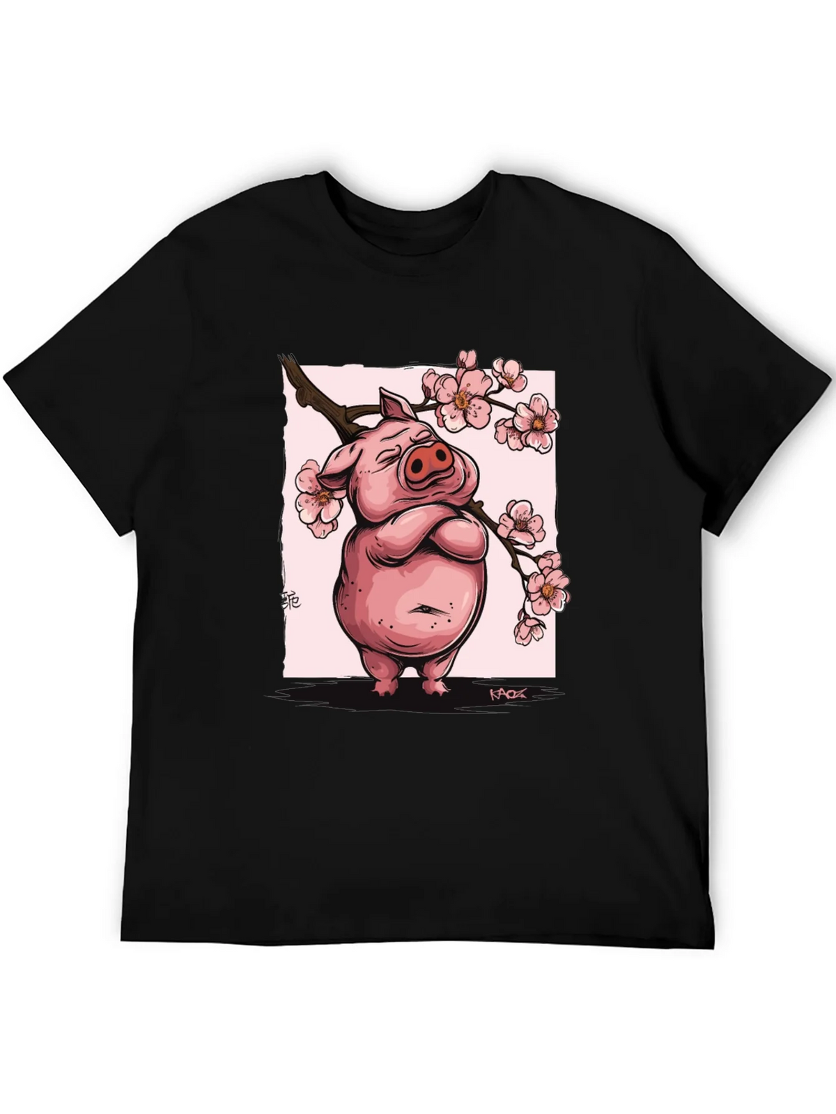 Zen Pig Blossom T-Shirt - Black product image 5