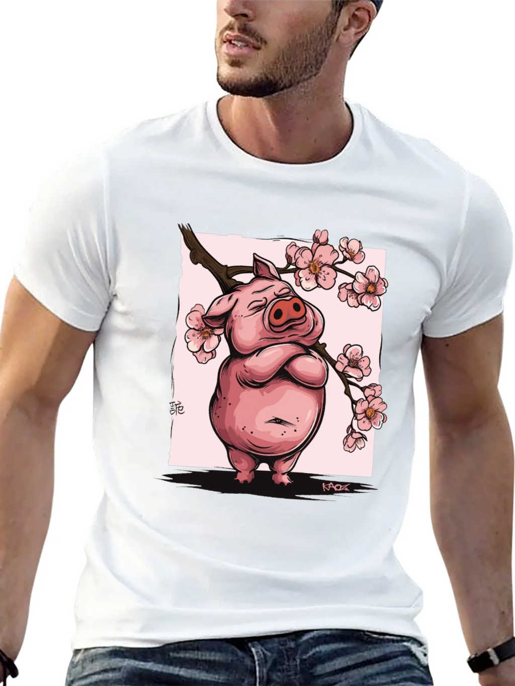Zen Pig Blossom T-Shirt - Black product image 12