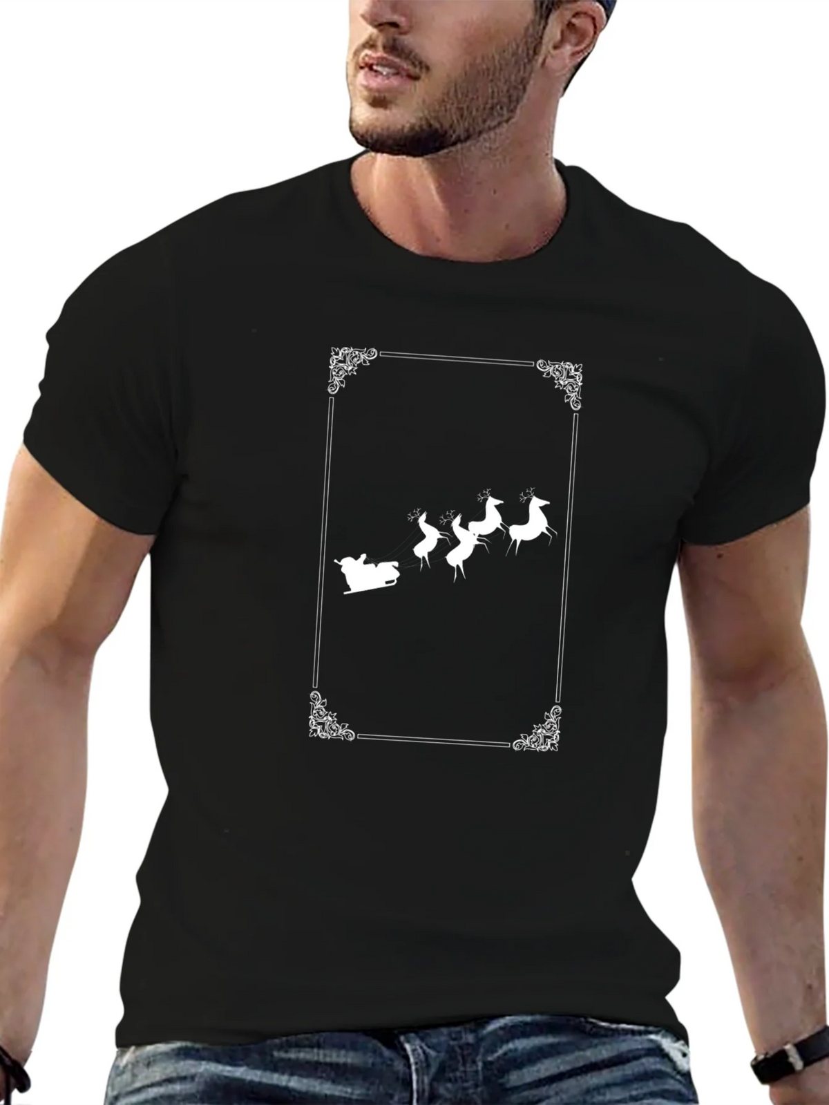 Christmas Reindeer Sleigh Graphic Tee product image 6