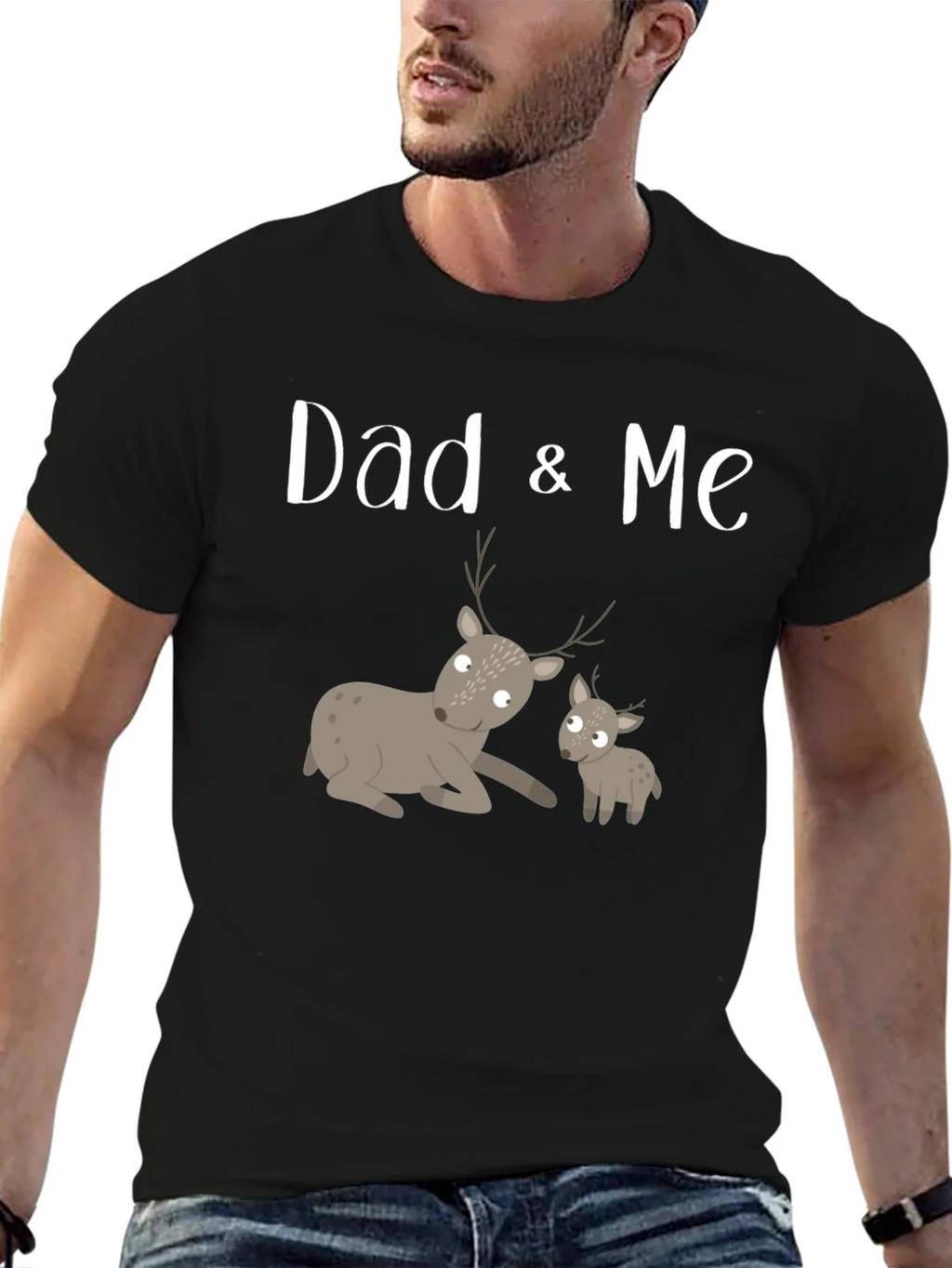 Dad & Me Deer Graphic Tee - Black Cotton product image 6