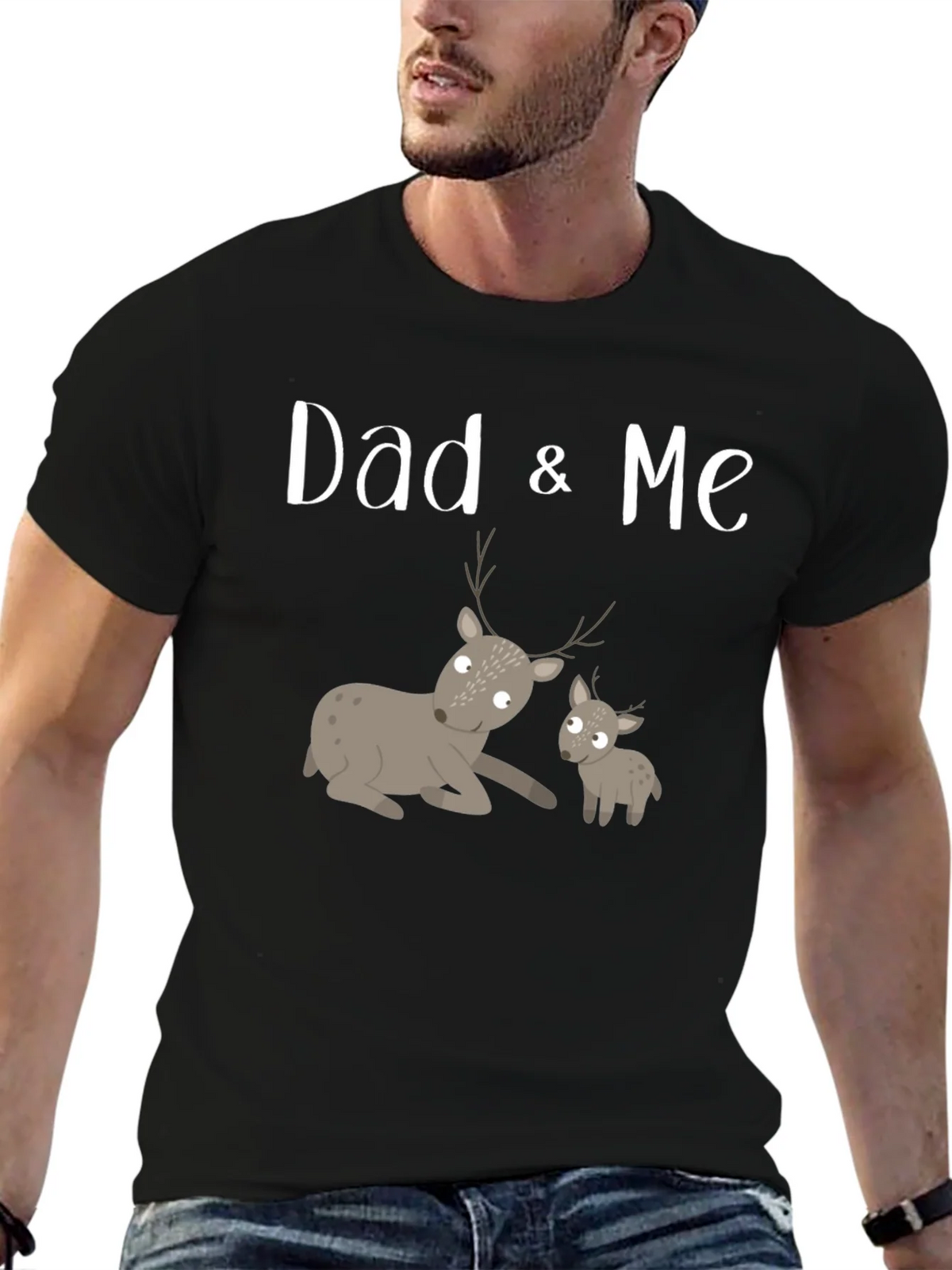 Dad & Me Deer Graphic Tee - Black Cotton product image 6