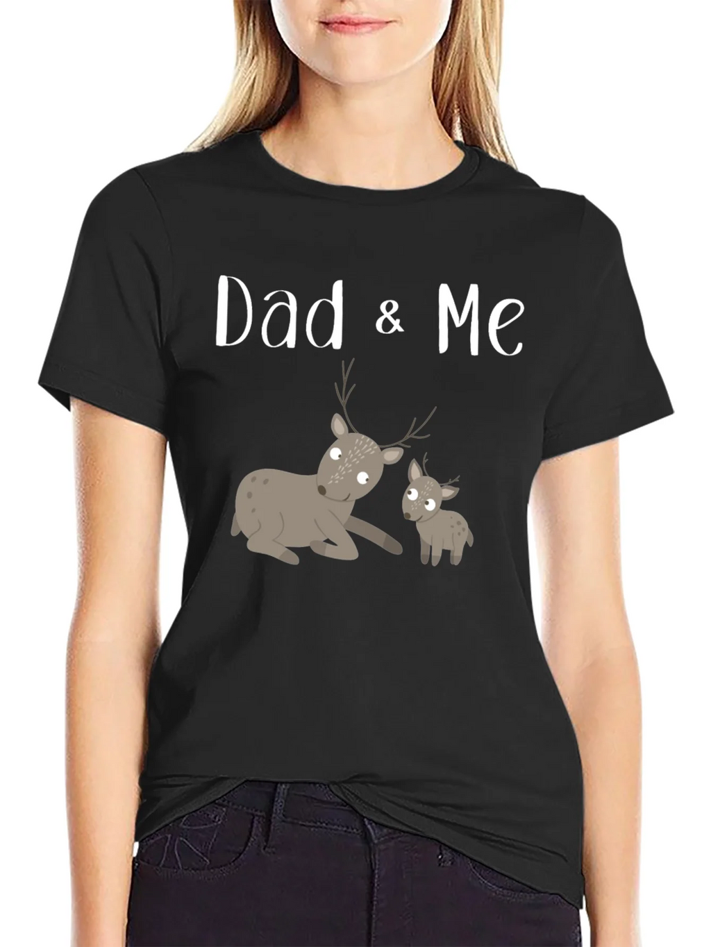 Dad & Me Deer Graphic Tee - Black Cotton product image 2