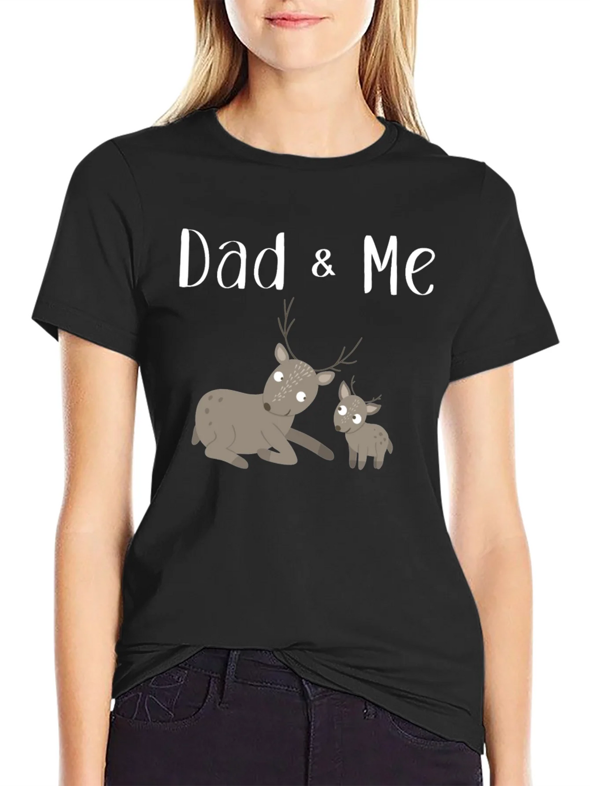 Dad & Me Deer Graphic Tee - Black Cotton product image 2