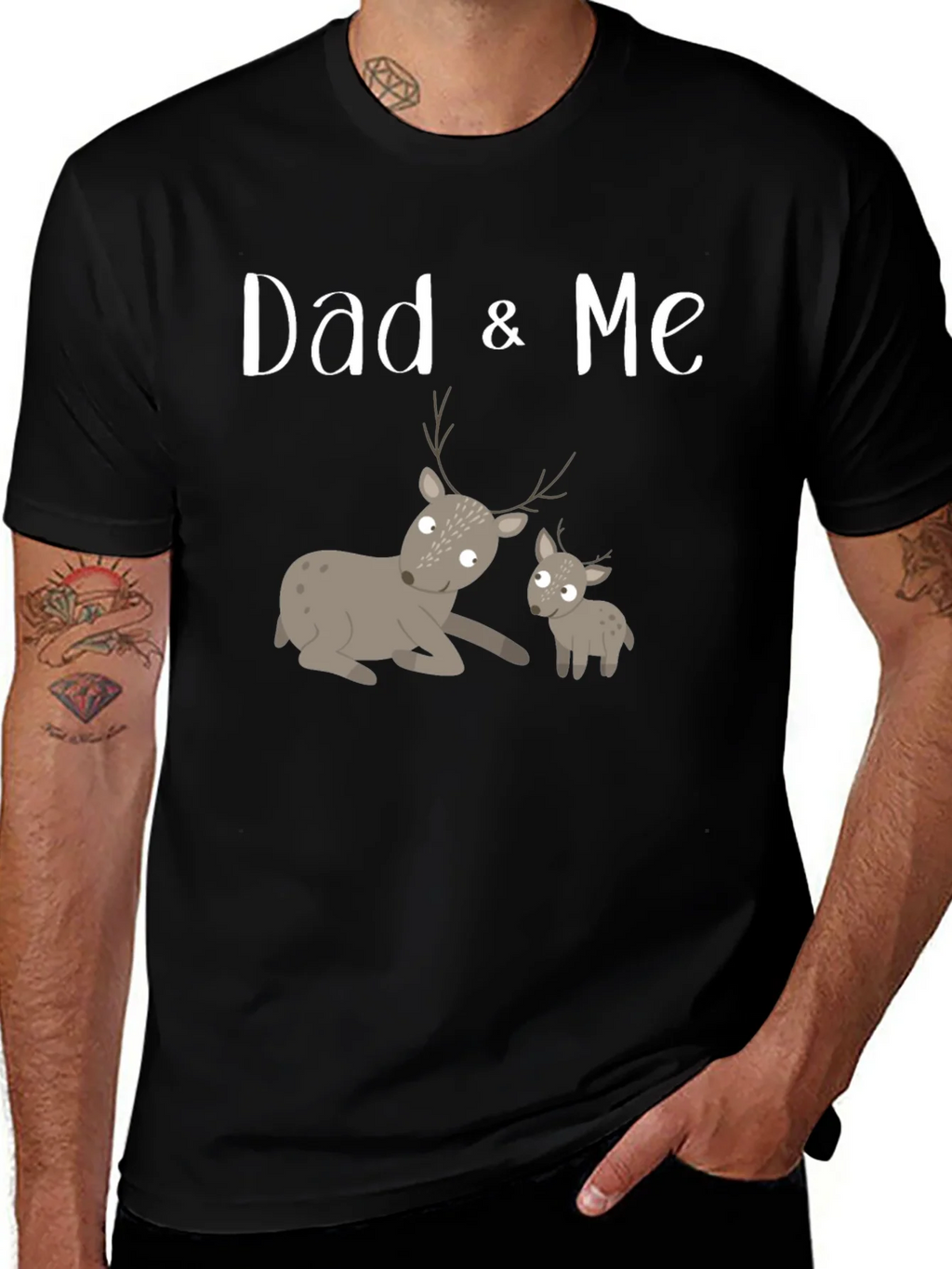 Dad & Me Deer Graphic Tee - Black Cotton product image 1