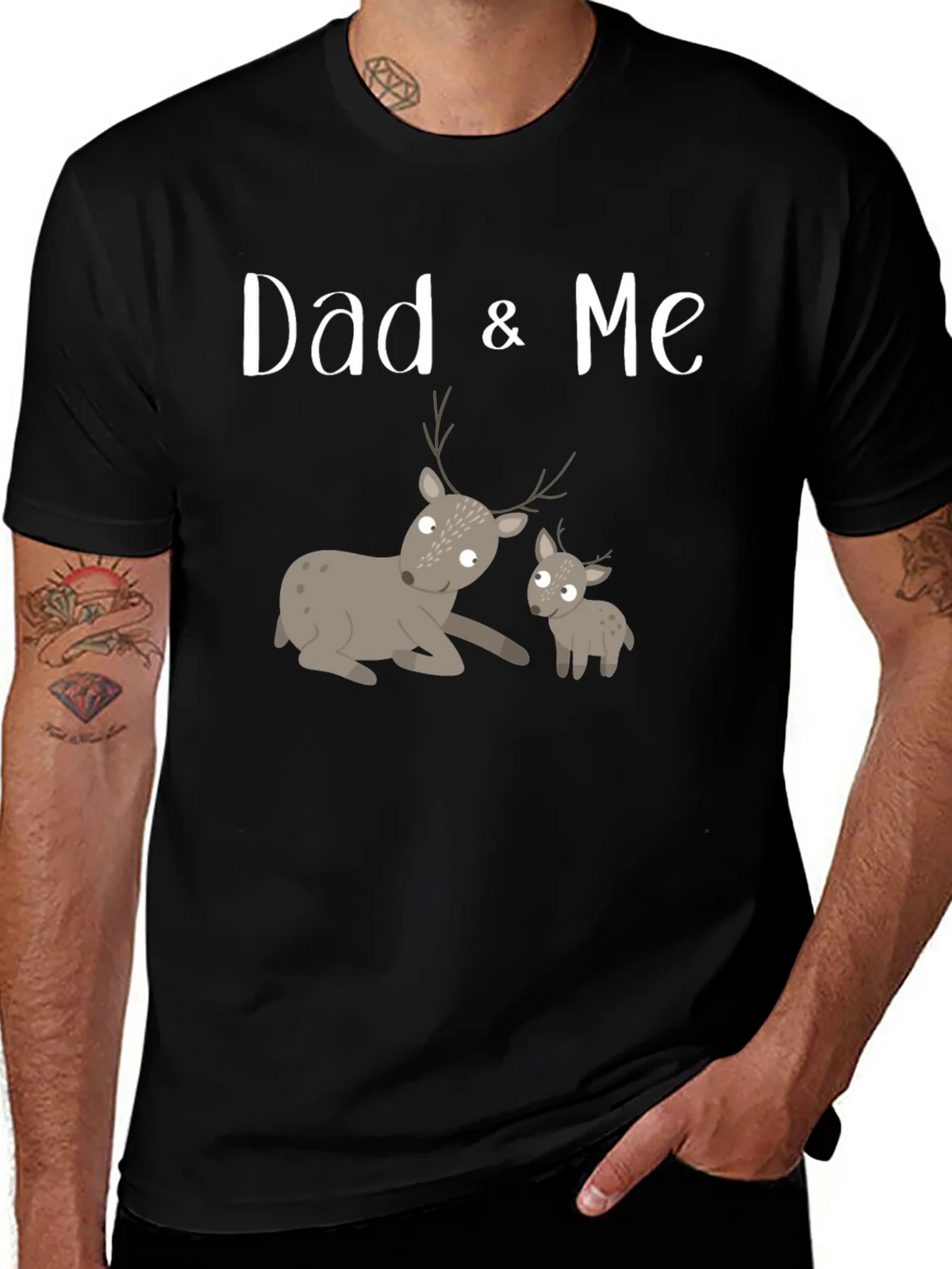 Dad & Me Deer Graphic Tee - Black Cotton product image 1