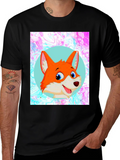Cartoon Fox Graphic Tee - Unisex Black T-Shirt product image 1