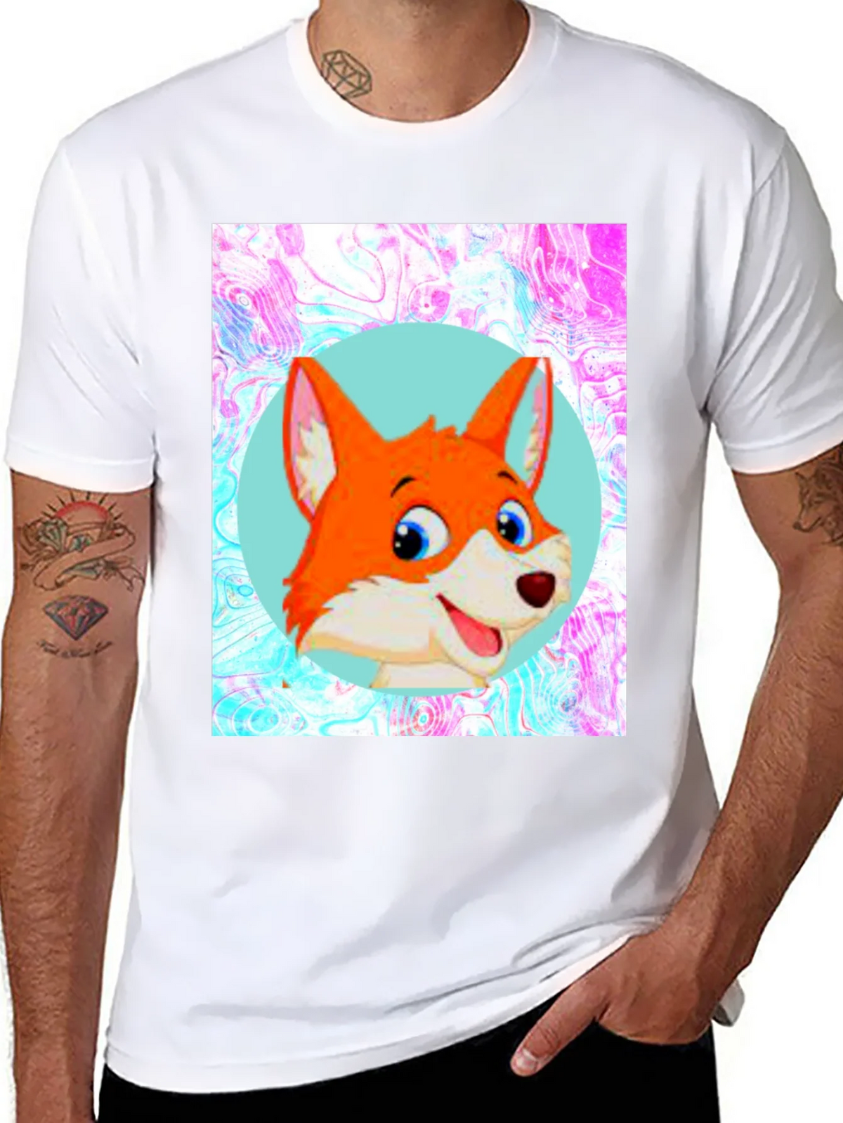 Cartoon Fox Graphic Tee - Unisex Black T-Shirt product image 6