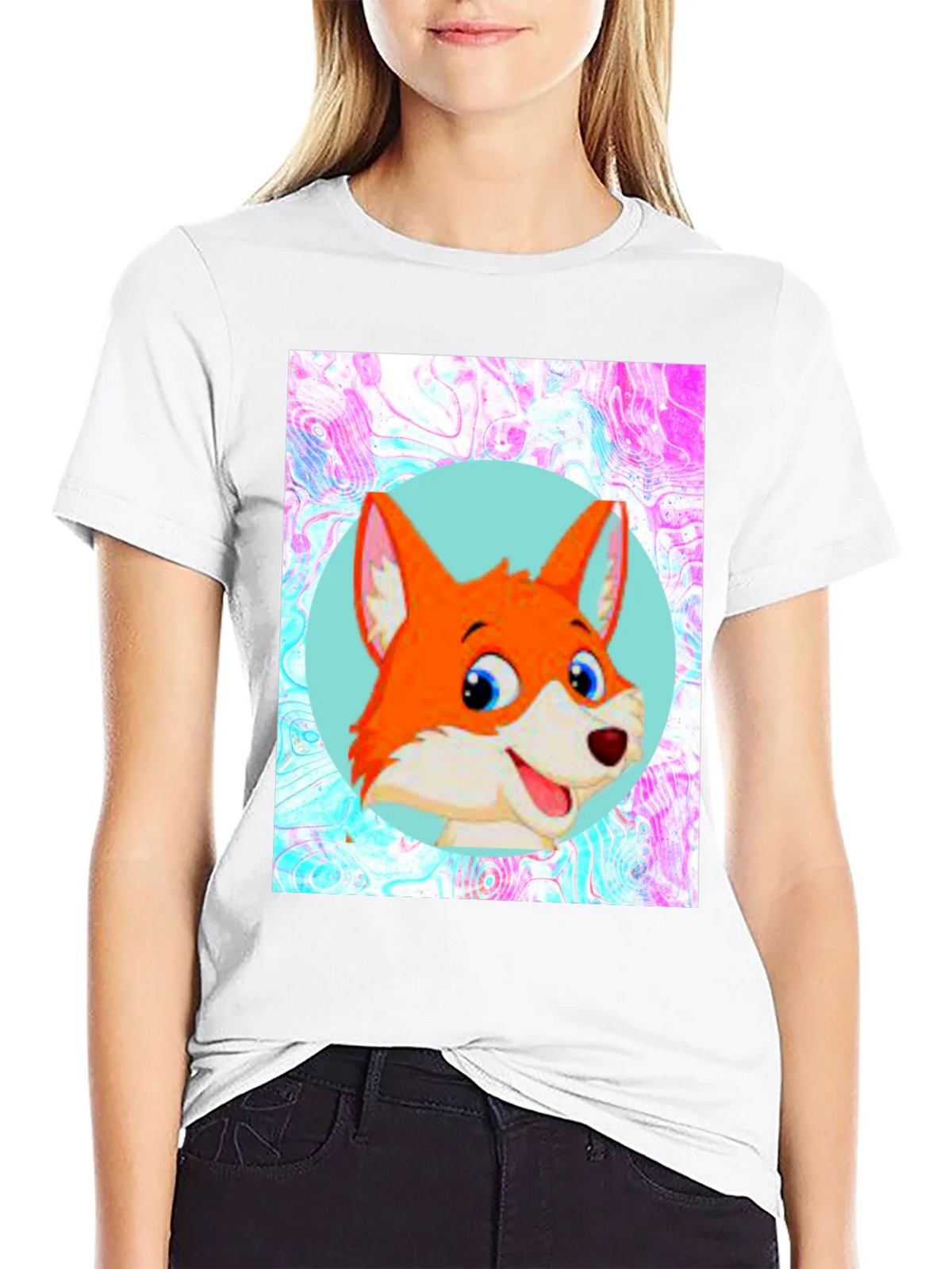 Cartoon Fox Graphic Tee - Unisex Black T-Shirt product image 7