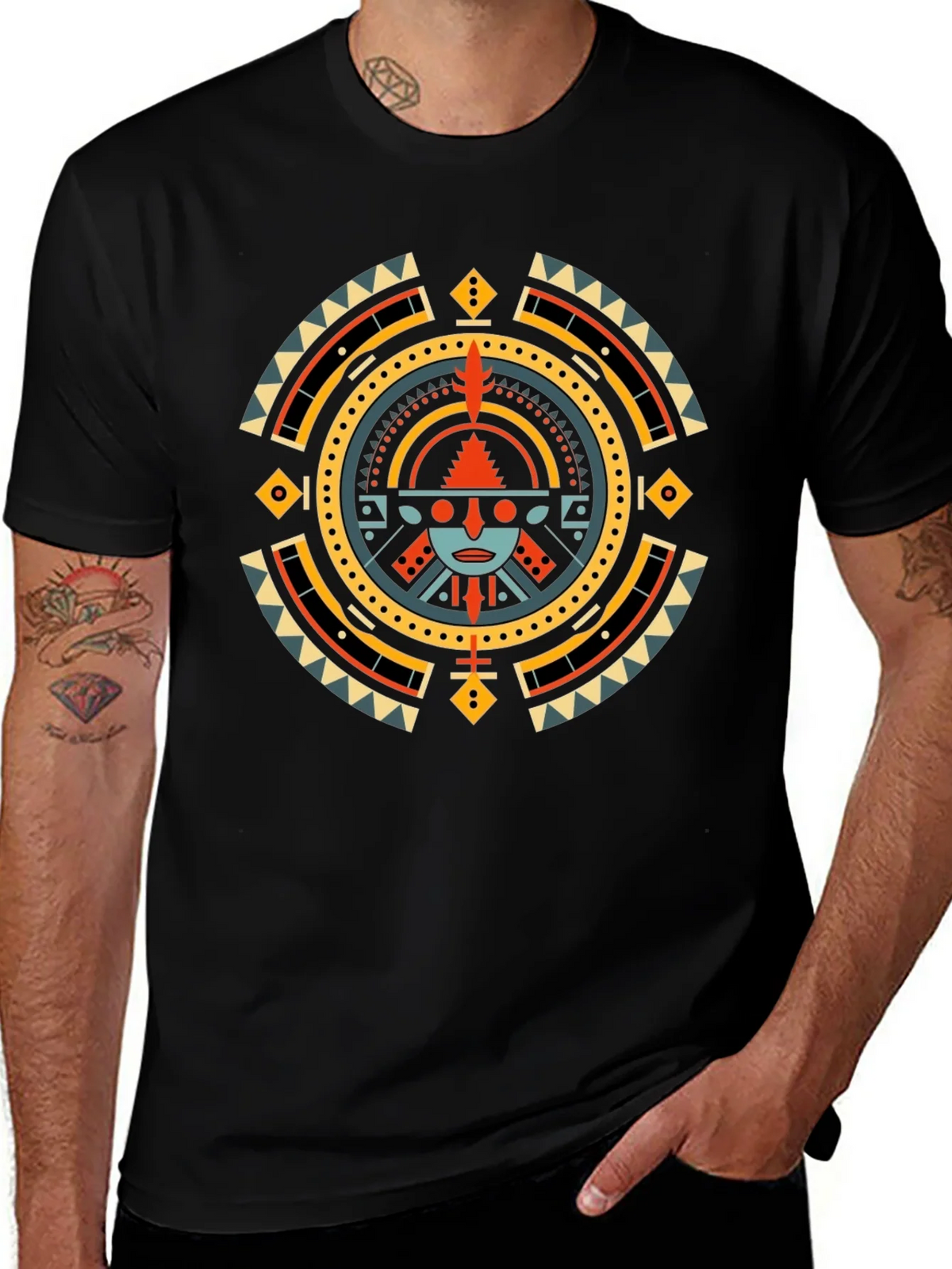 Aztec Sun Graphic T-Shirt - Black product image 1