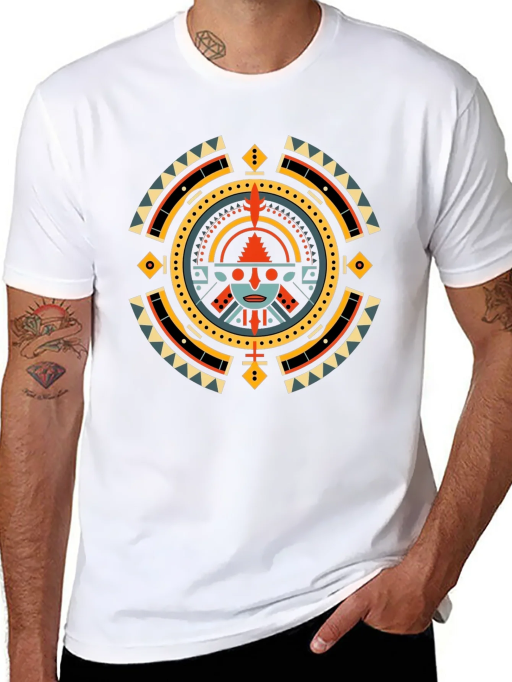 Aztec Sun Graphic T-Shirt - Black product image 7