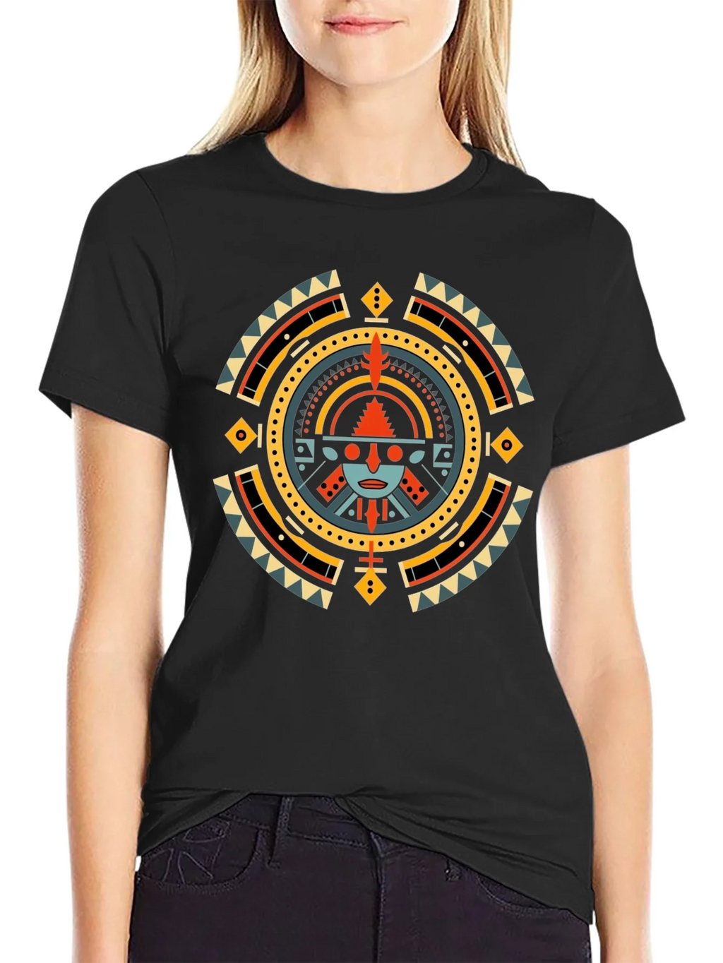 Aztec Sun Graphic T-Shirt - Black product image 2