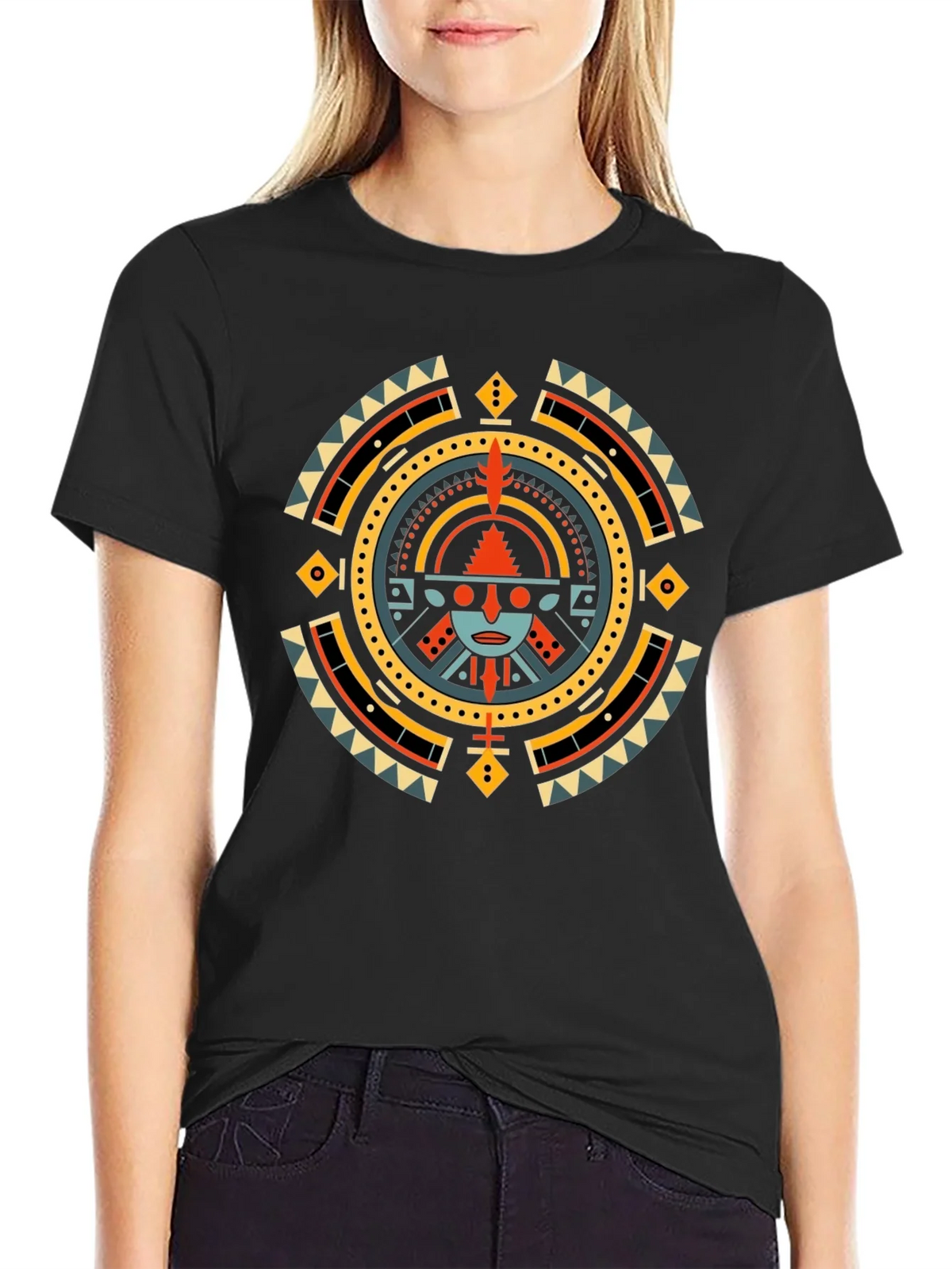 Aztec Sun Graphic T-Shirt - Black product image 2
