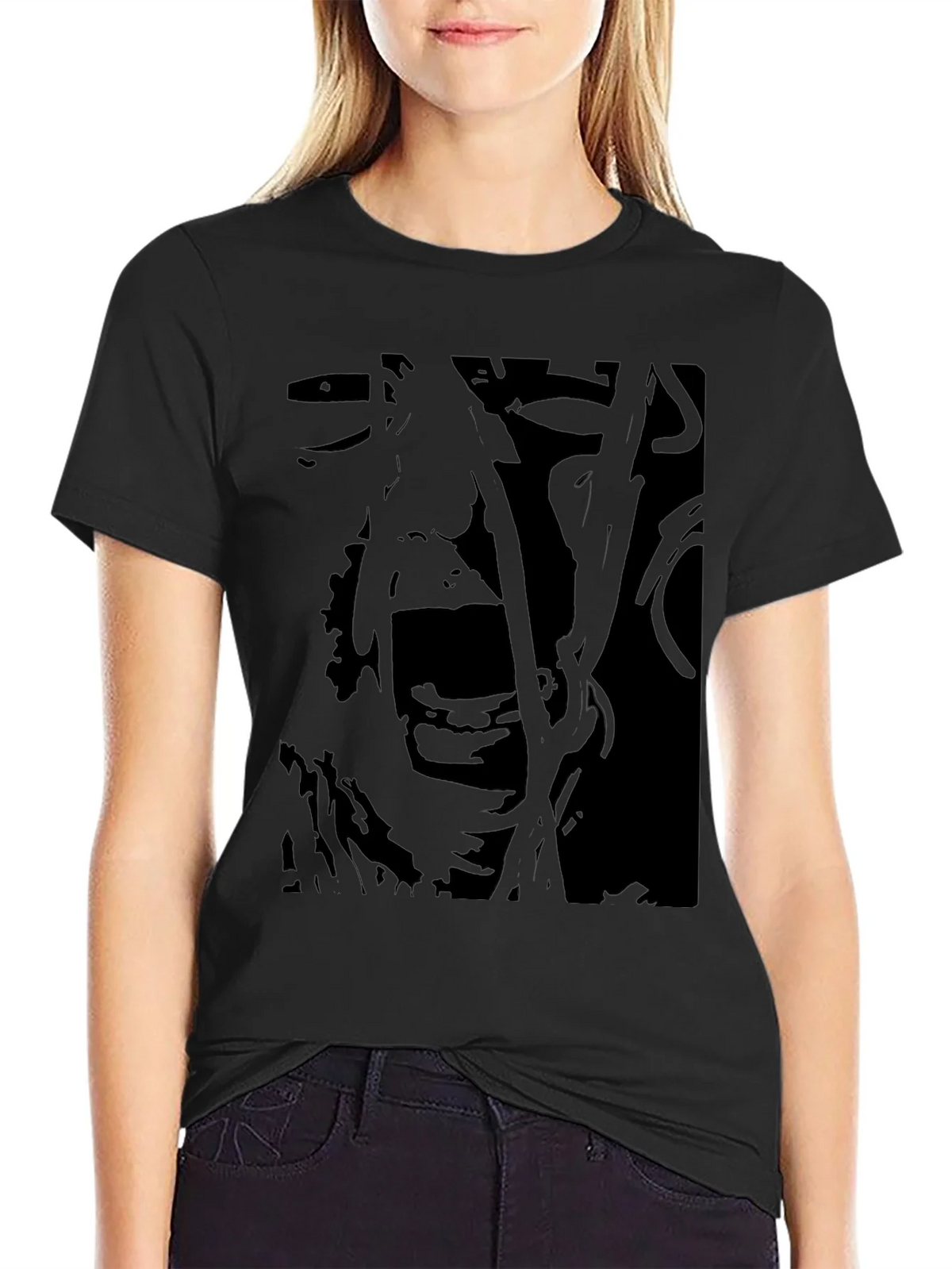 Abstract Scream Graphic Black T-Shirt product image 2