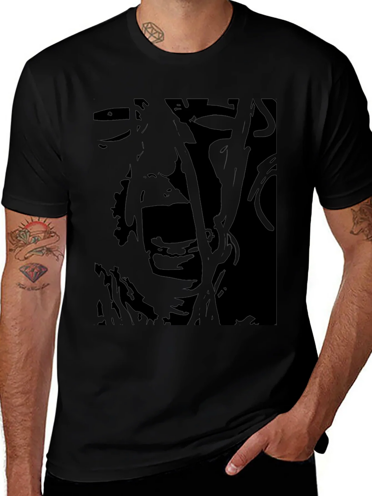 Abstract Scream Graphic Black T-Shirt product image 1