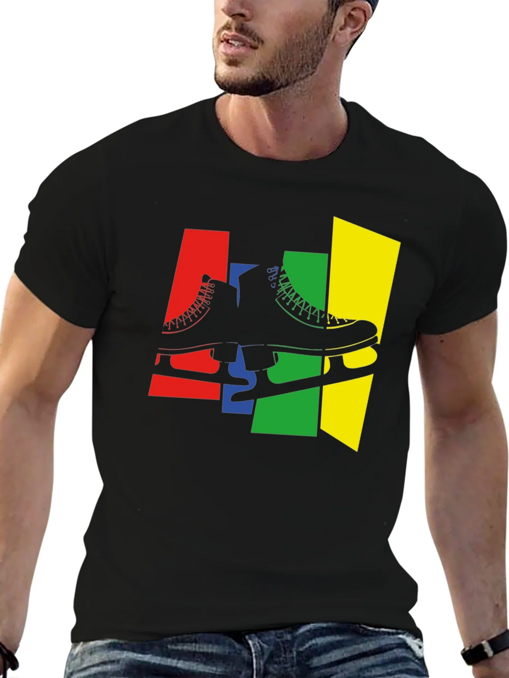 Retro Skates T-Shirt - Black Cotton Graphic Tee product image 6