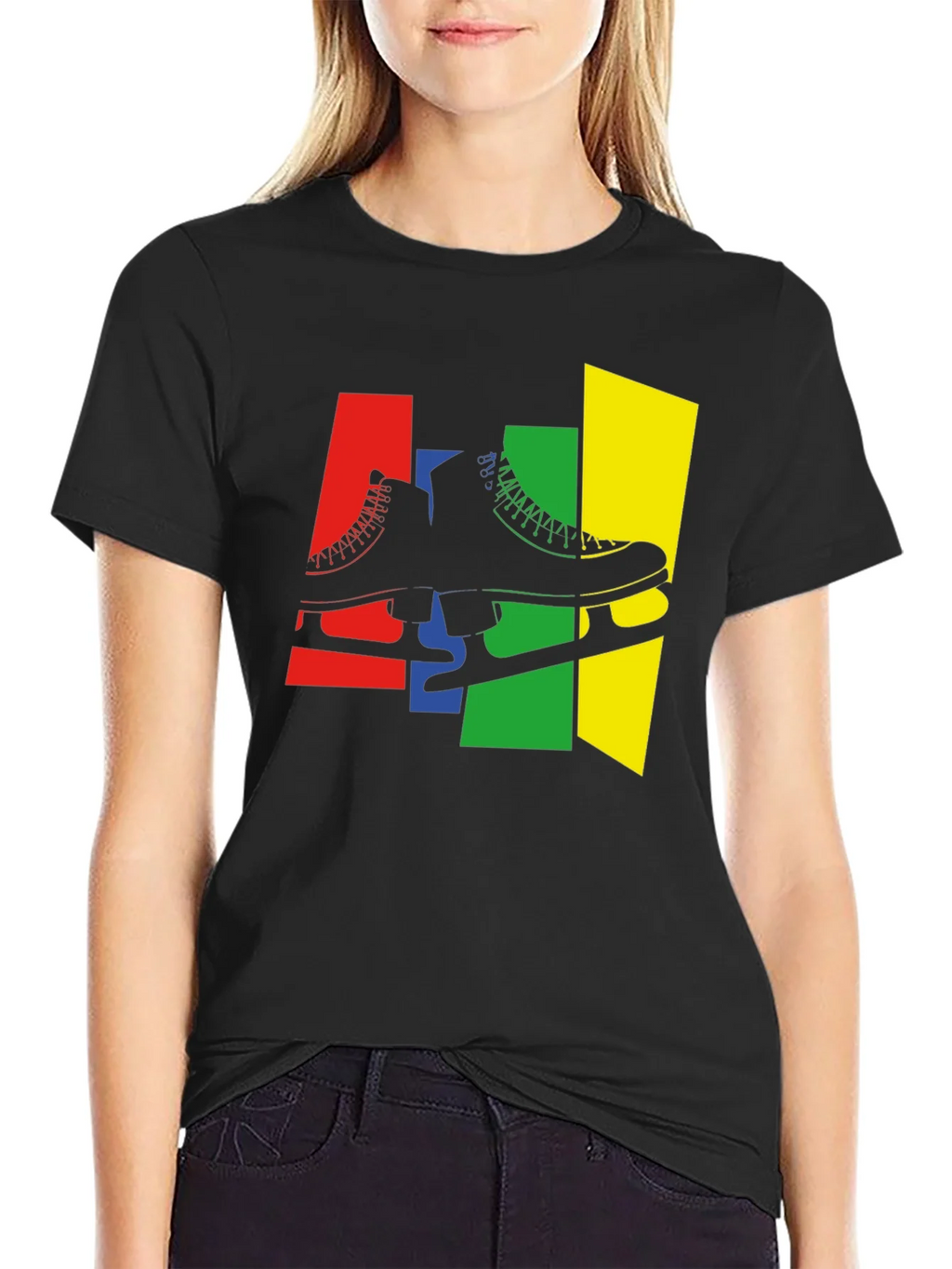 Retro Skates T-Shirt - Black Cotton Graphic Tee product image 2