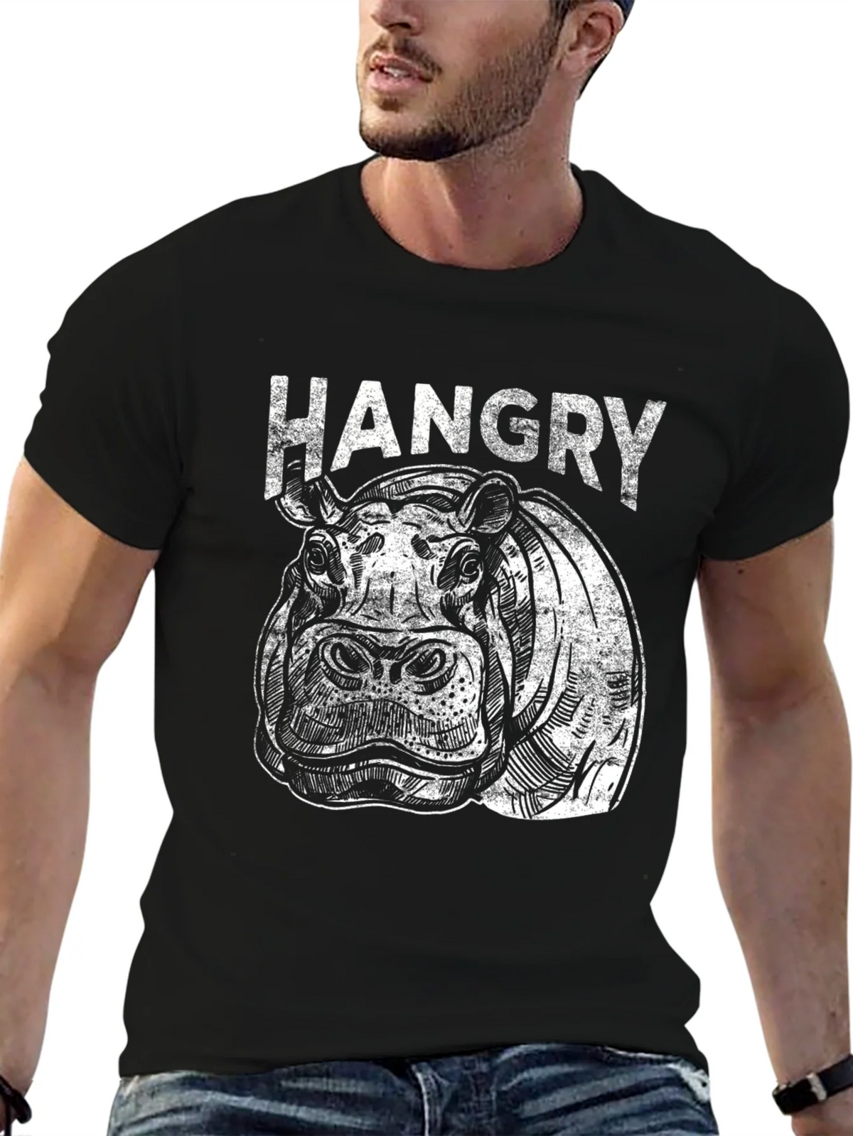 Hangry Hippo Graphic T-Shirt - Black product image 6