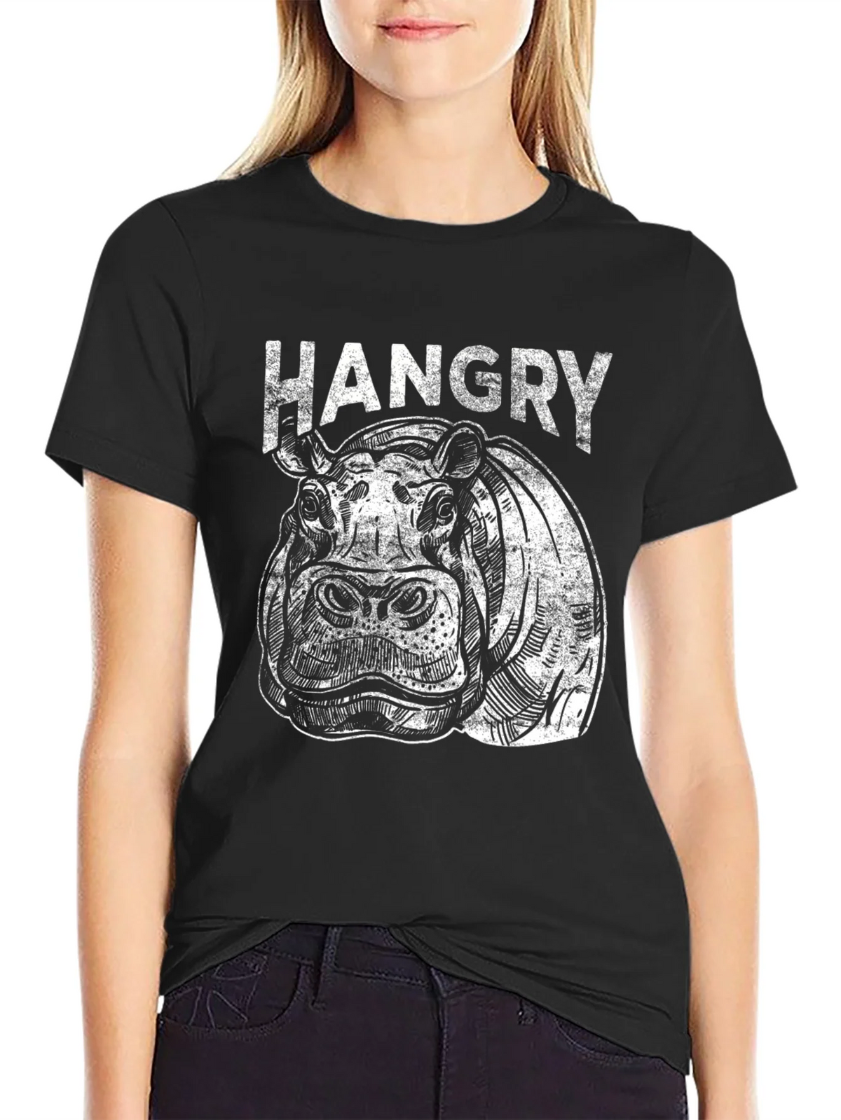 Hangry Hippo Graphic T-Shirt - Black product image 2