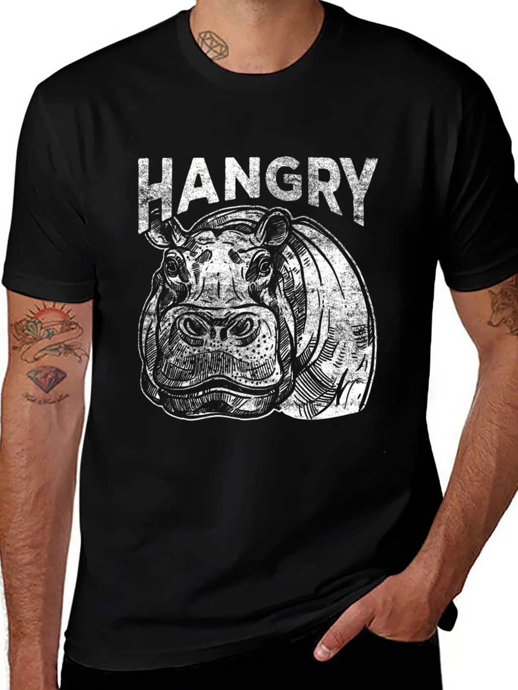 Hangry Hippo Graphic T-Shirt - Black product image 1