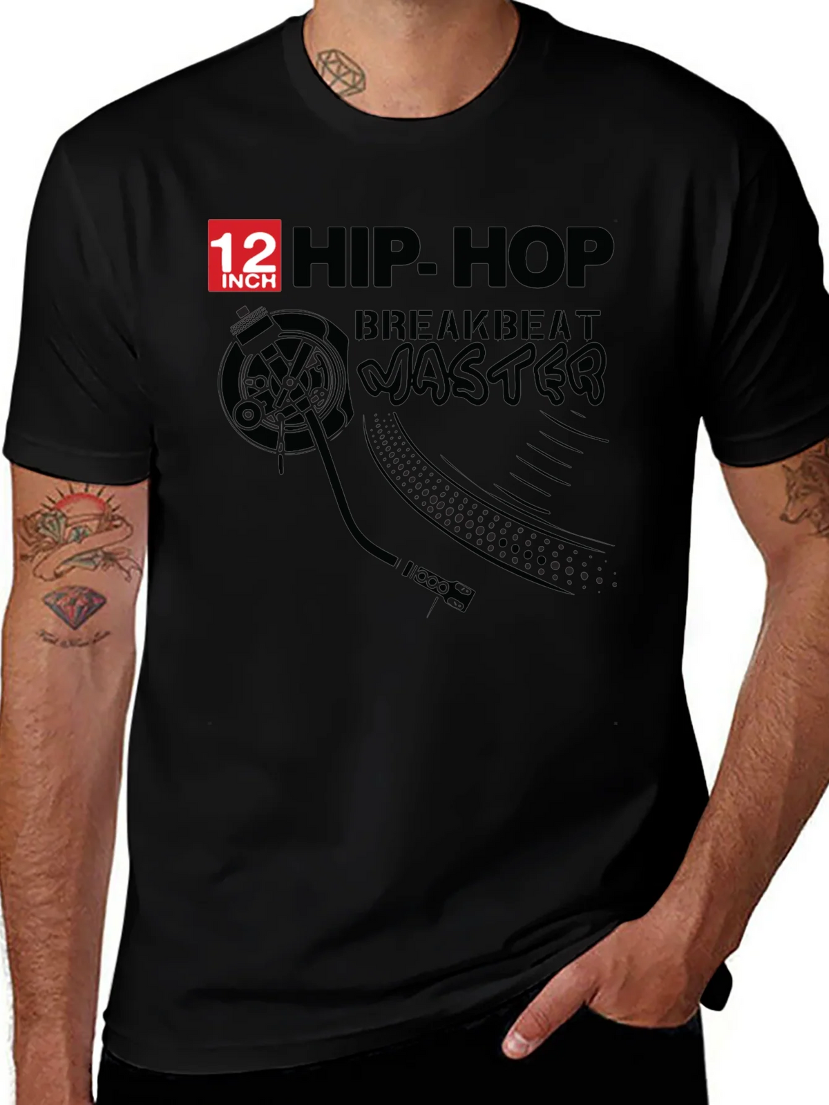 Hip Hop Breakbeat Master Black T-Shirt product image 1