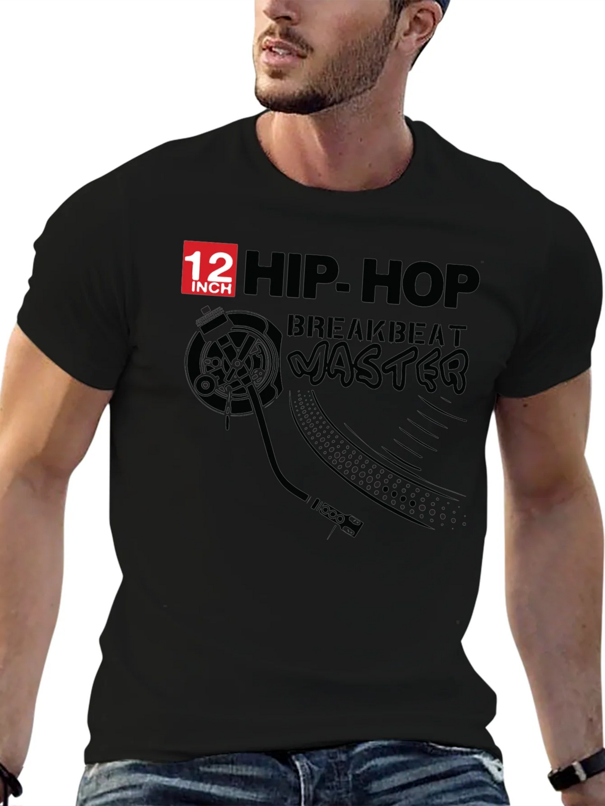 Hip Hop Breakbeat Master Black T-Shirt product image 6