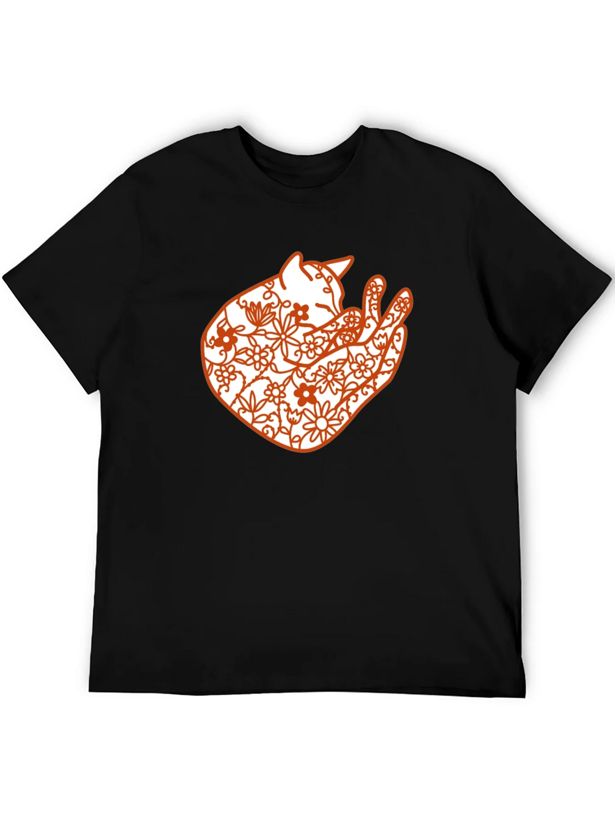 Floral Cat Graphic Tee - Black Comfort Fit product image 5