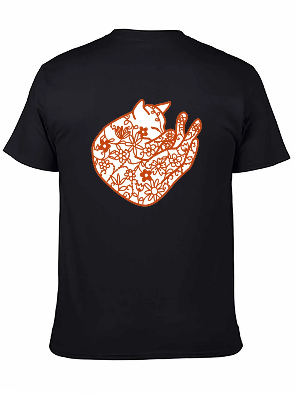 Floral Cat Graphic Tee - Black Comfort Fit product image 4