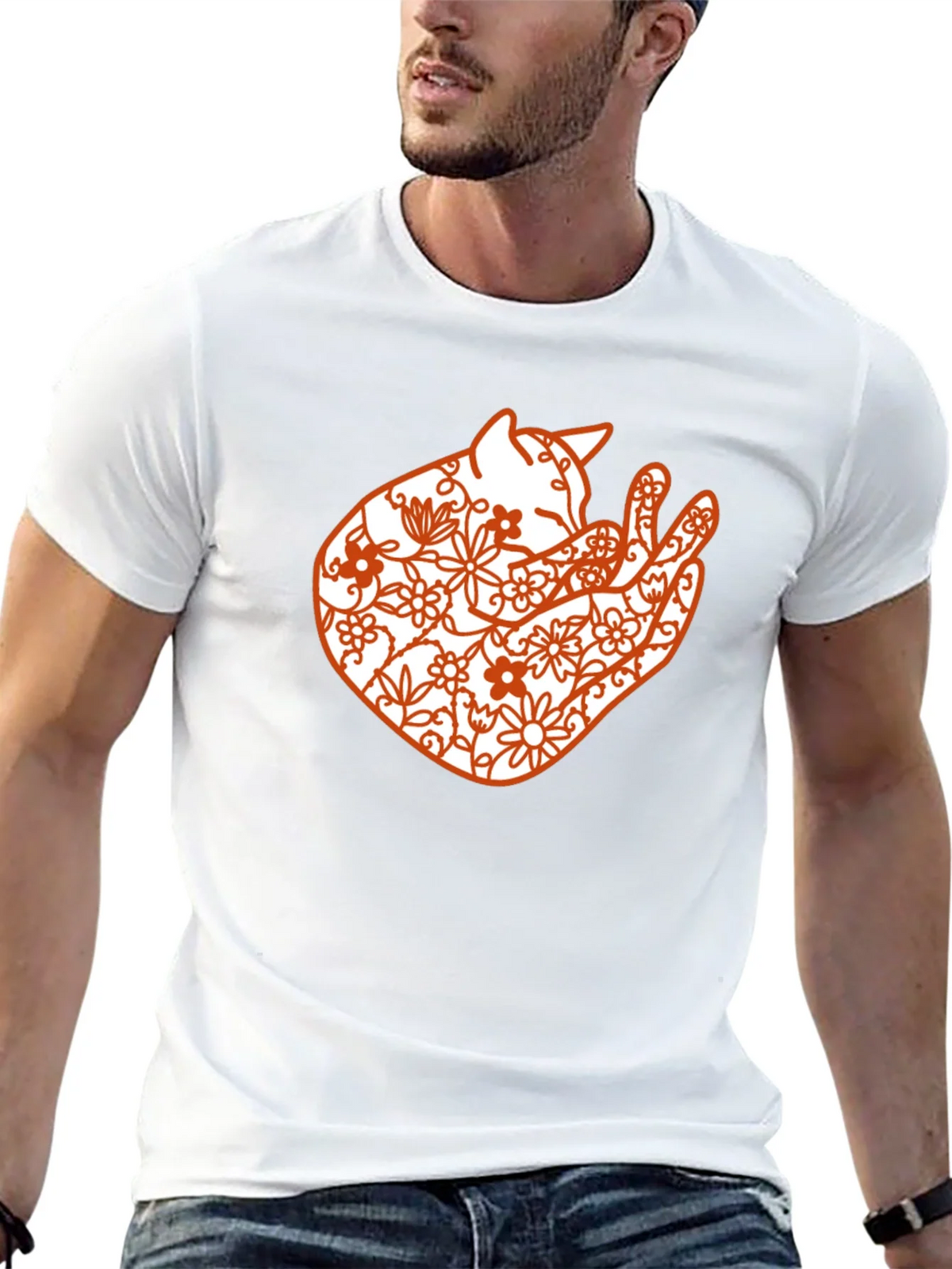 Floral Cat Graphic Tee - Black Comfort Fit product image 11