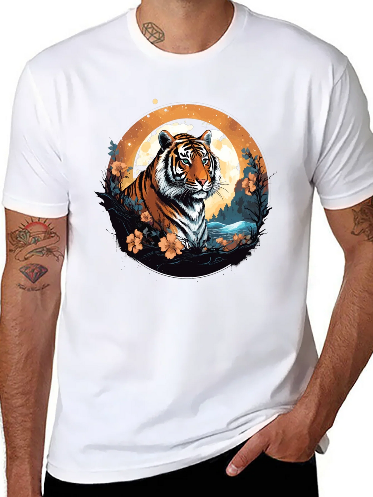 Tiger Graphic Tee - Black Cotton Blend T-Shirt product image 7
