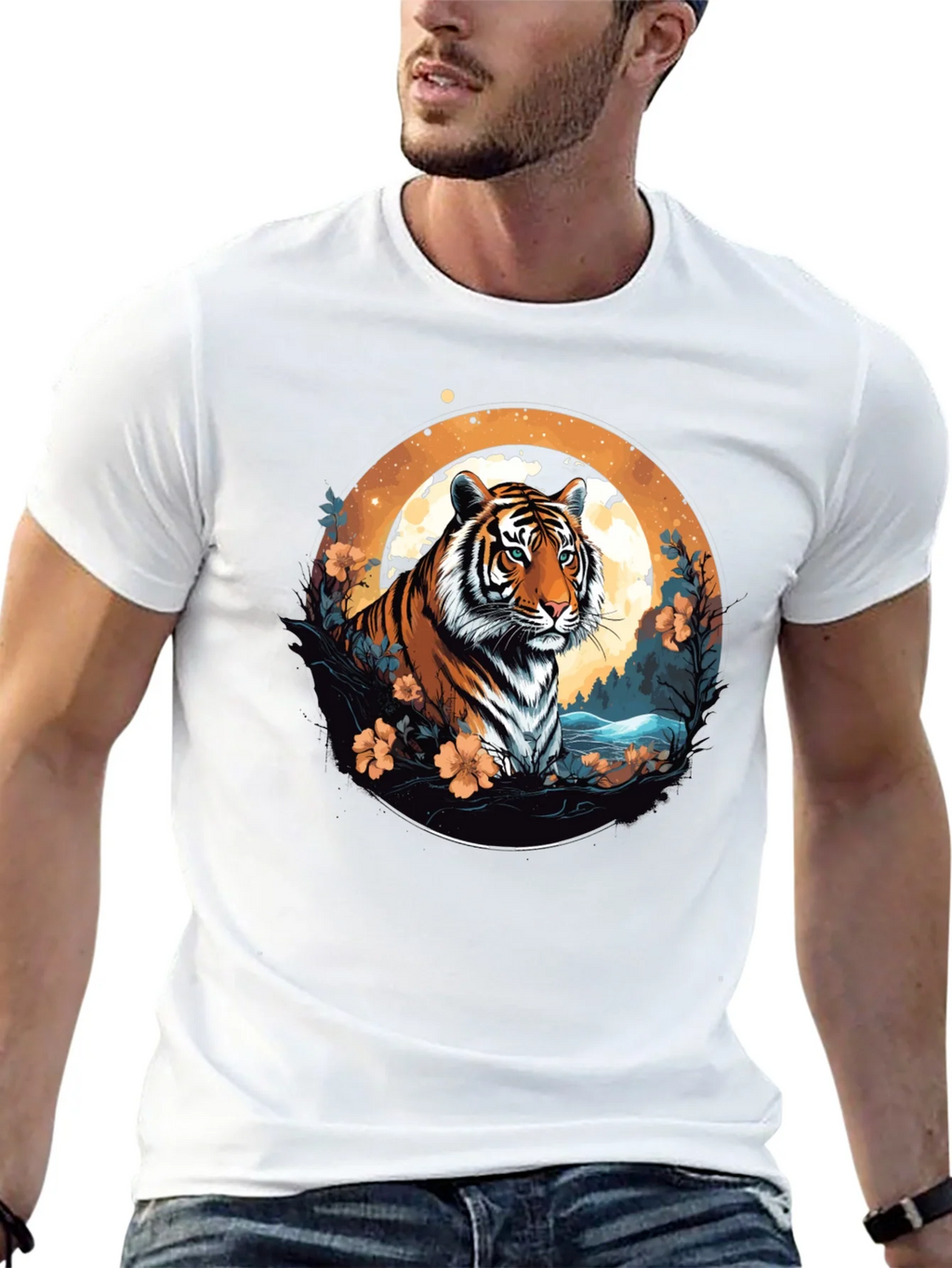 Tiger Graphic Tee - Black Cotton Blend T-Shirt product image 12