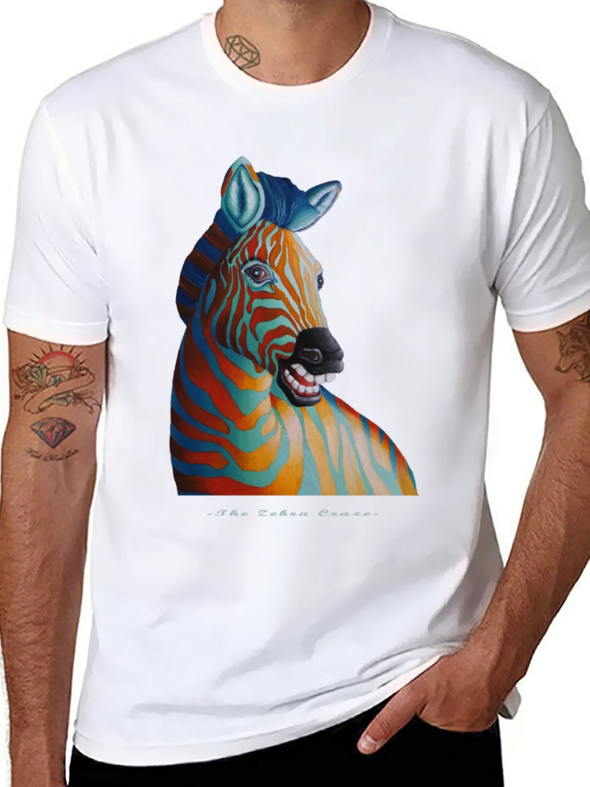 Zebra Craze T-Shirt - Unique Colorful Animal Graphic Tee product image 7