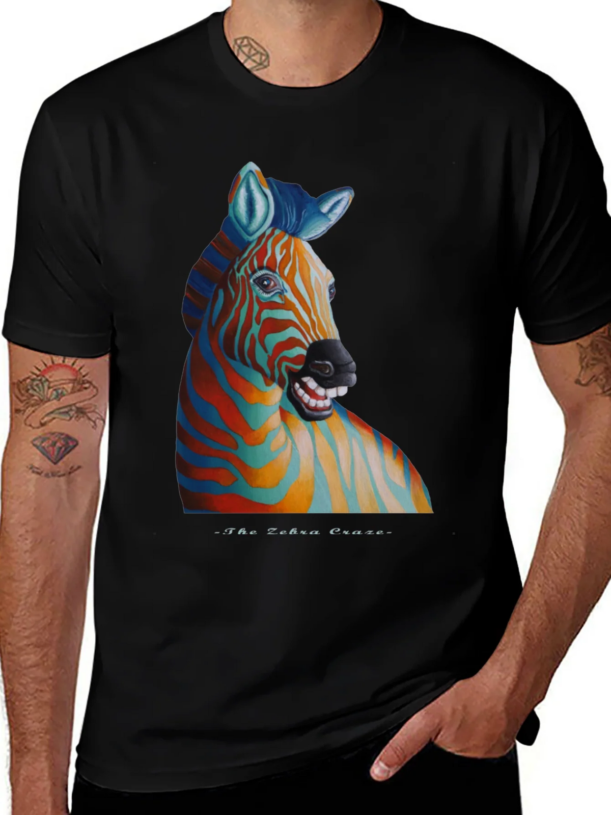 Zebra Craze T-Shirt - Unique Colorful Animal Graphic Tee product image 1