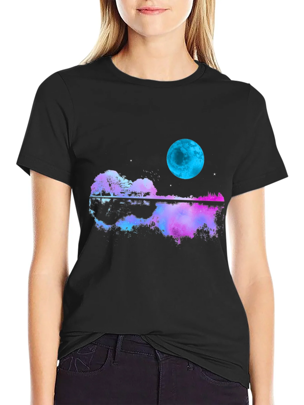 Guitar Moon T-Shirt - Reflective Graphic Tee product image 2