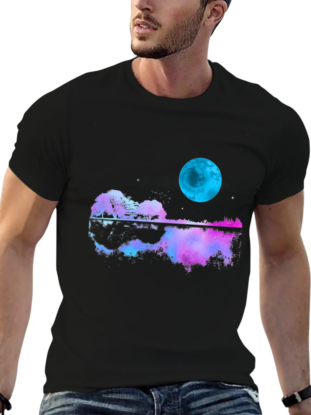 Guitar Moon T-Shirt - Reflective Graphic Tee product image 6