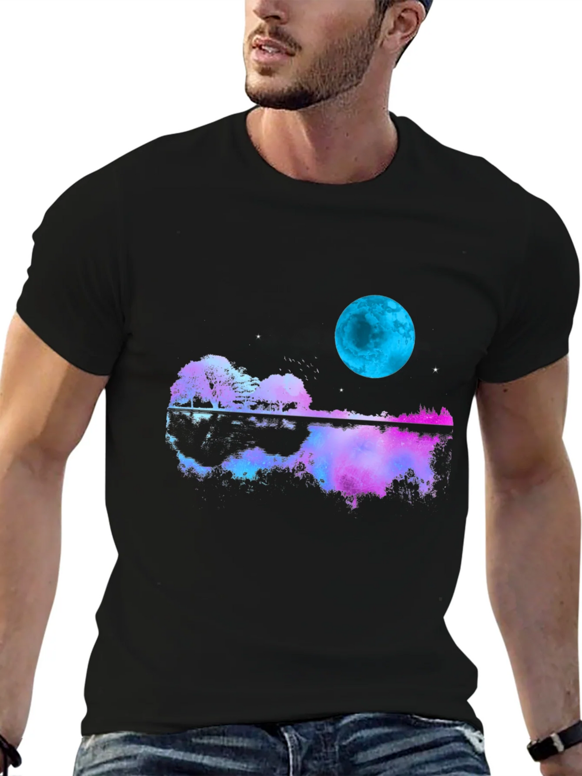 Guitar Moon T-Shirt - Reflective Graphic Tee product image 6