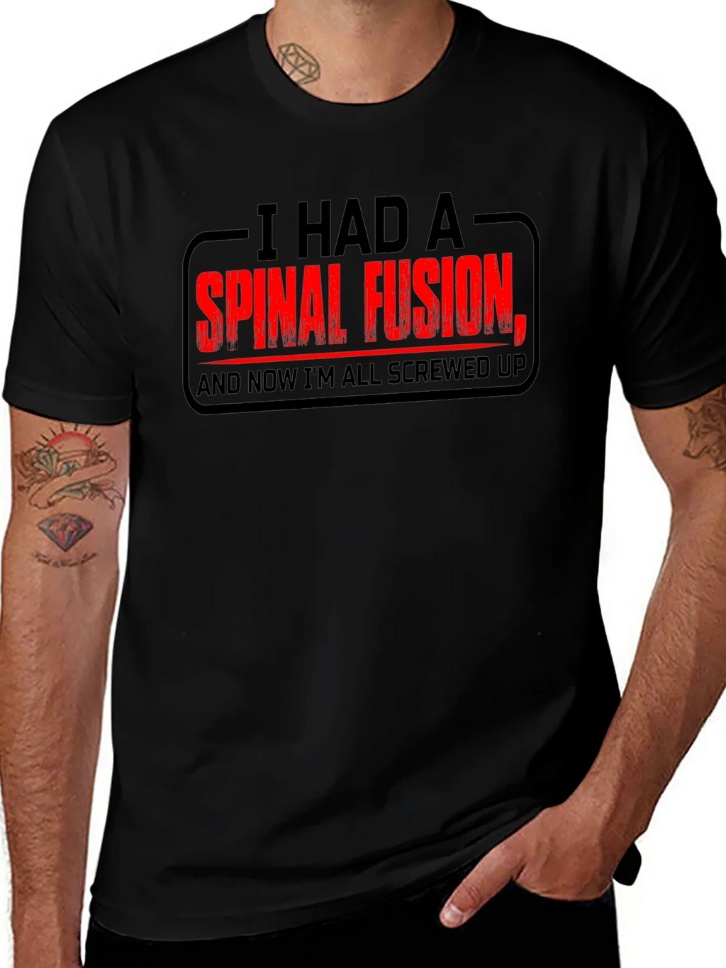 Spinal Fusion Graphic T-Shirt - Funny Recovery Tee product image 1
