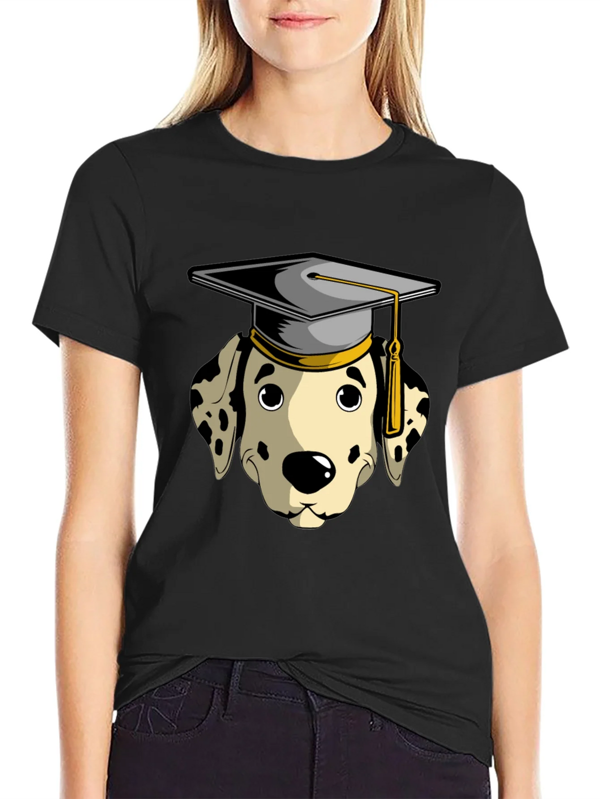 Graduation Dalmatian Graphic Tee - Black product image 2
