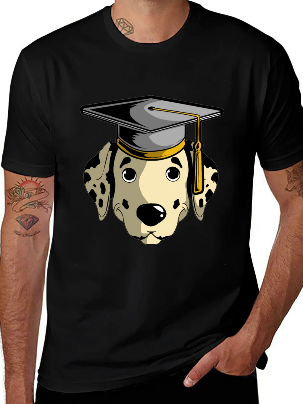 Graduation Dalmatian Graphic Tee - Black product image 1