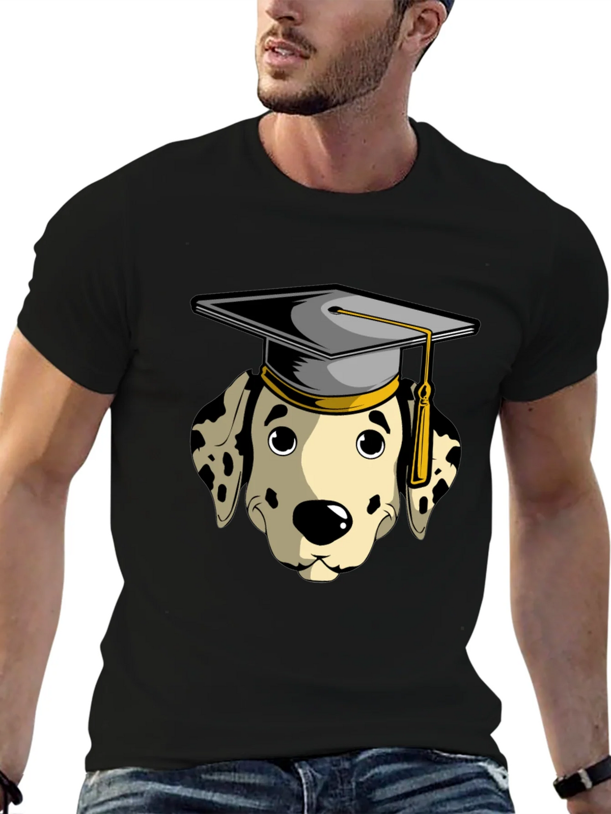 Graduation Dalmatian Graphic Tee - Black product image 6