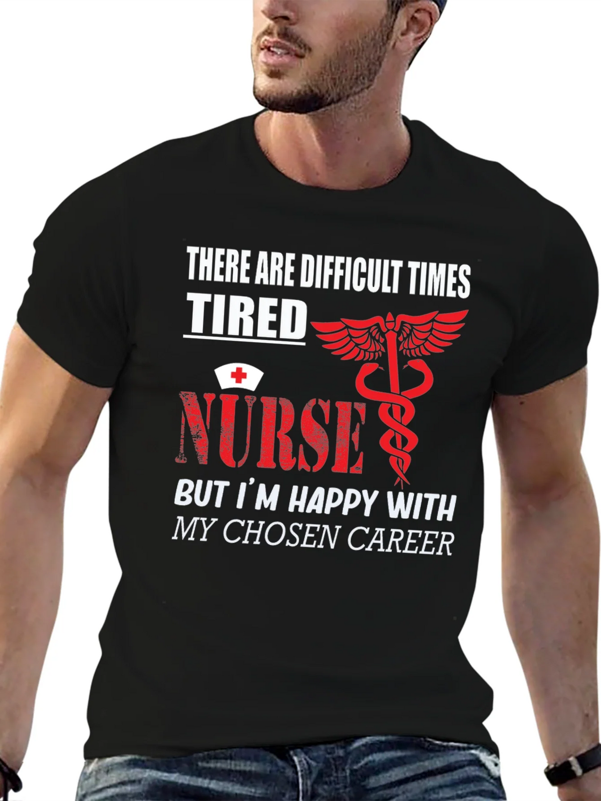 Tired Nurse T-Shirt - Difficult Times Chosen Career product image 3