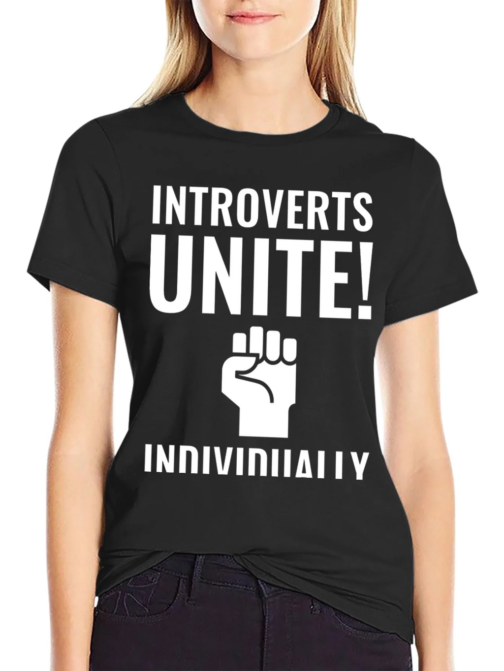 Introverts Unite! Black Graphic Tee product image 2