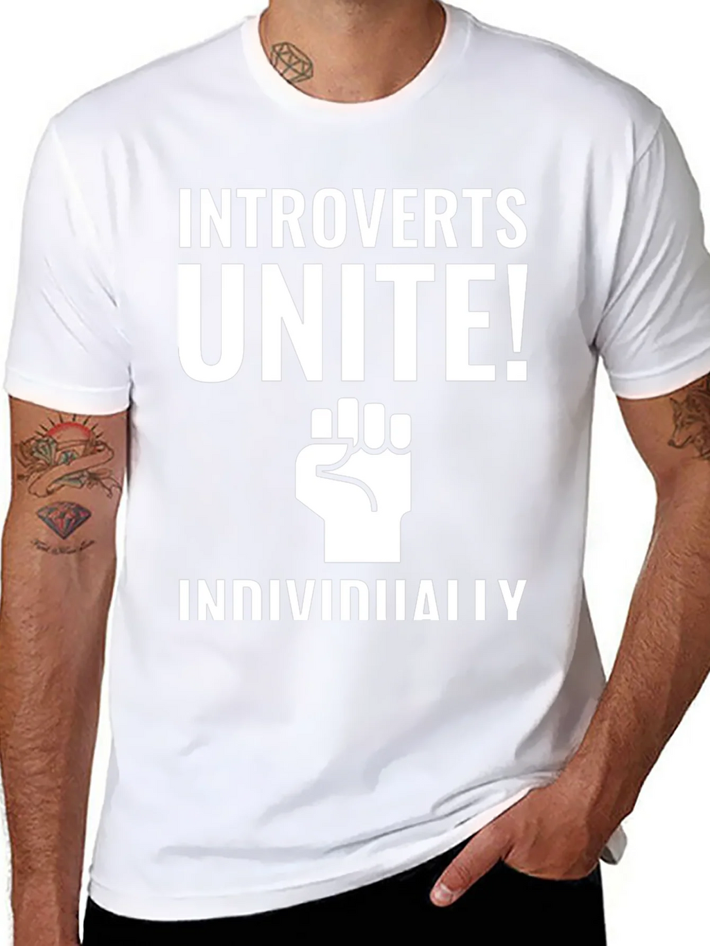 Introverts Unite! Black Graphic Tee product image 7