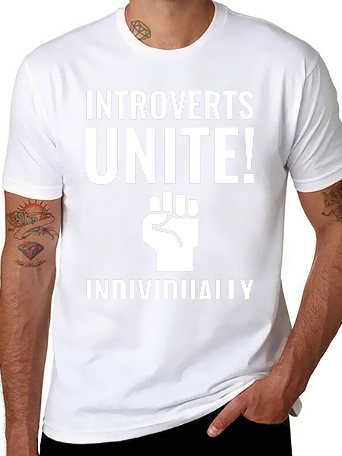 Introverts Unite! Black Graphic Tee product image 7