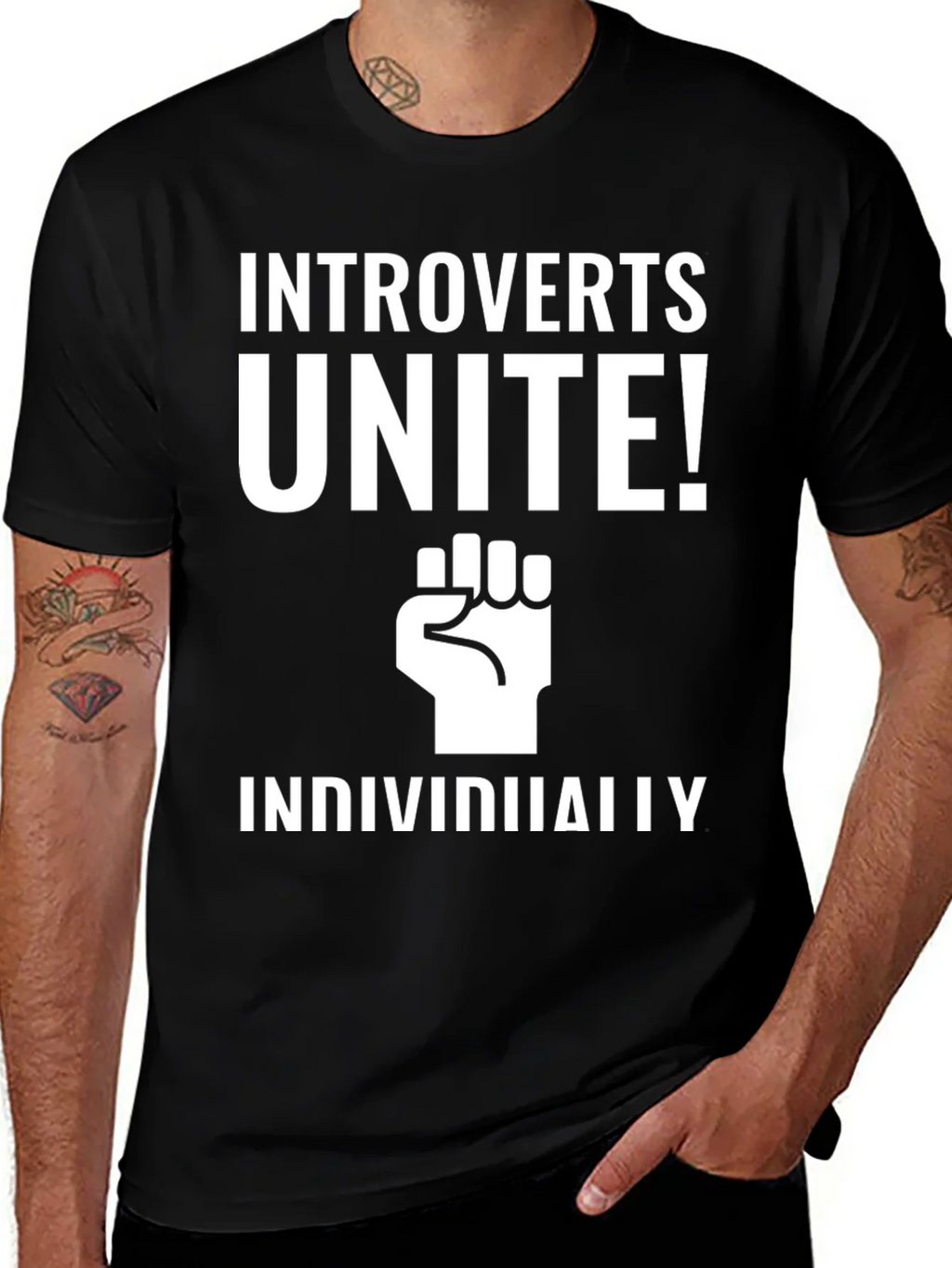 Introverts Unite! Black Graphic Tee product image 1